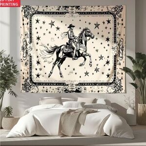 Western Cowboy Horse Star Tapestry | Wall Hanging